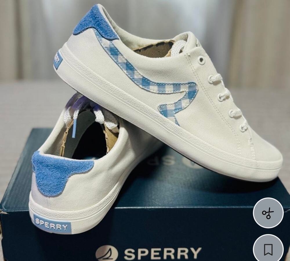 The Sperry Sandy LTT Gingham (White/Blue) Sz 9.5